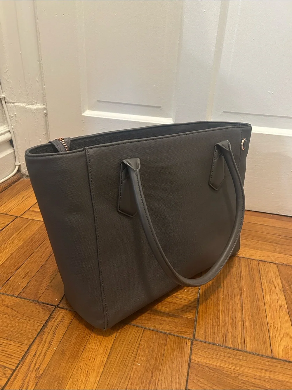Like-New, Dagne Dover Signature Gray Tote with Gold Accent